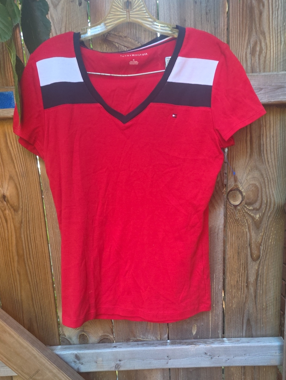 Tommy Hilfiger Red V-Neck Short Sleeve Top